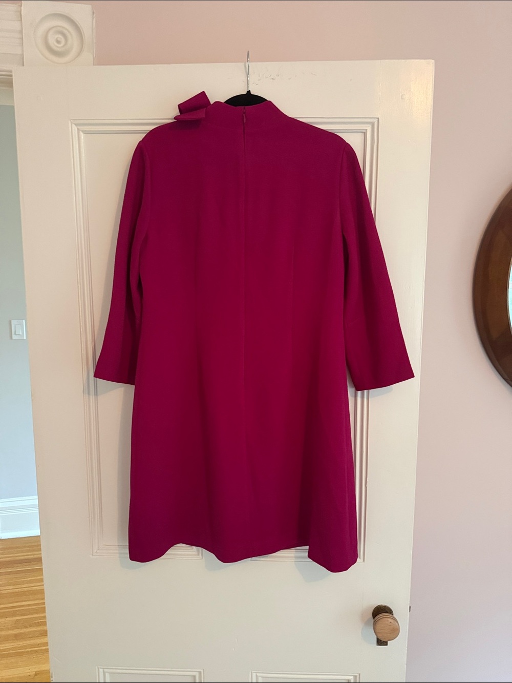 Eliza J Magenta Bow-Neck Long Sleeve Shift Dress - Picture 3 of 6